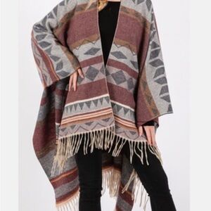 Geometric Patterned Fringe Poncho